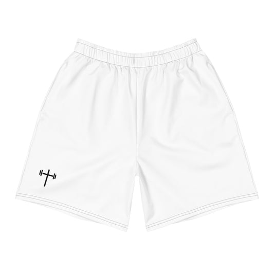 Cross & Barbell Men's Athletic Shorts (White)