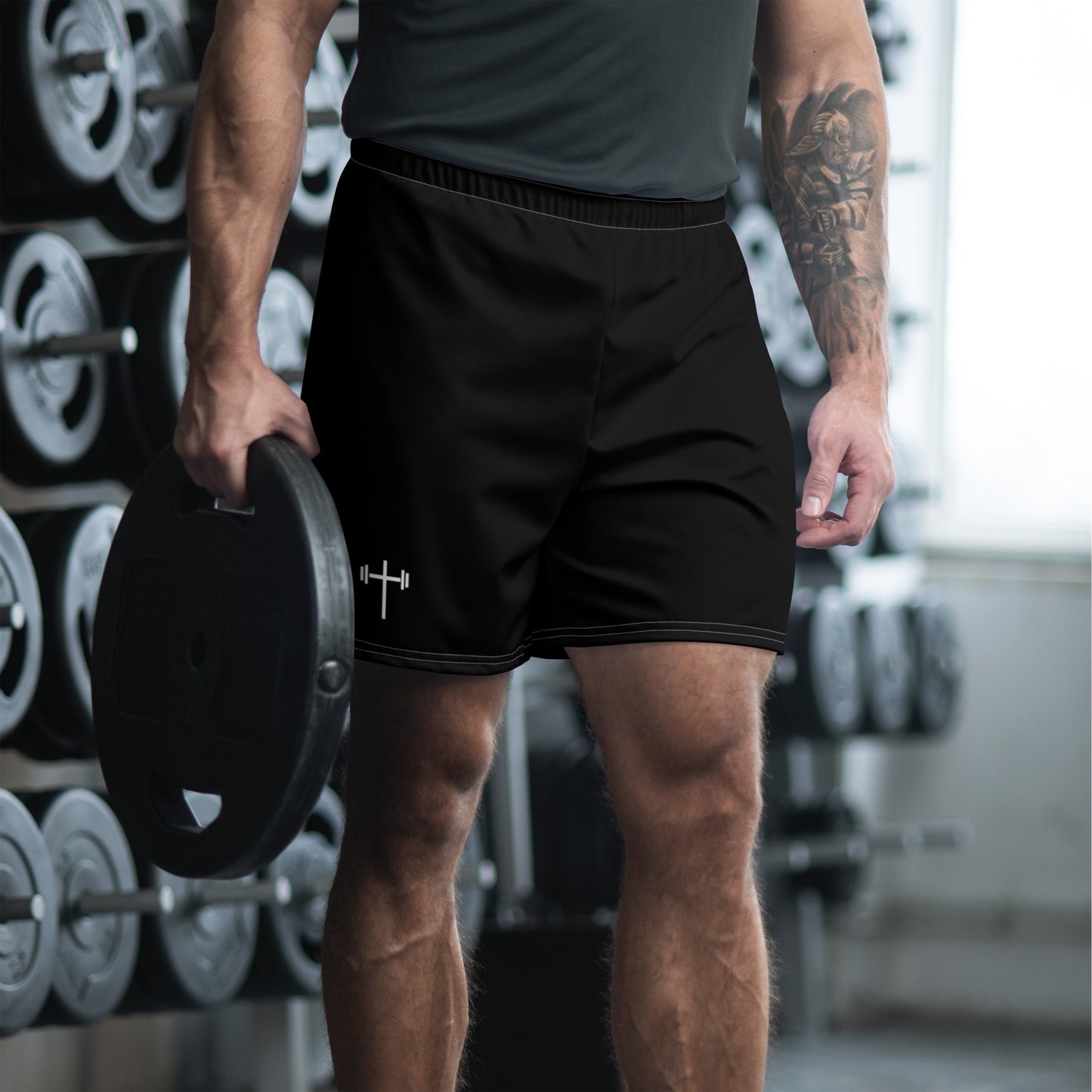 Cross & Barbell Men's Athletic Shorts (Black)