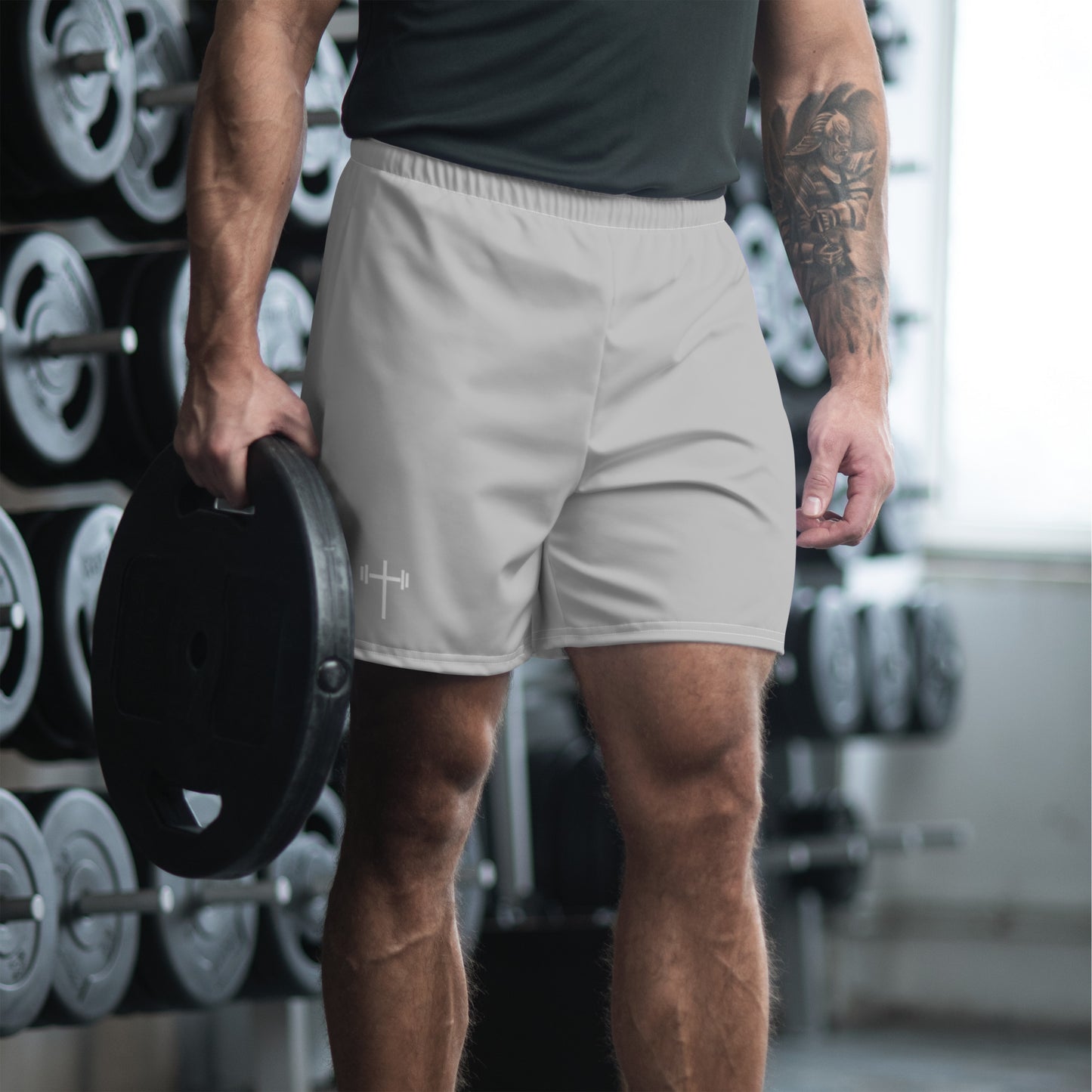 Cross & Barbell Men's Athletic Shorts (Gray)