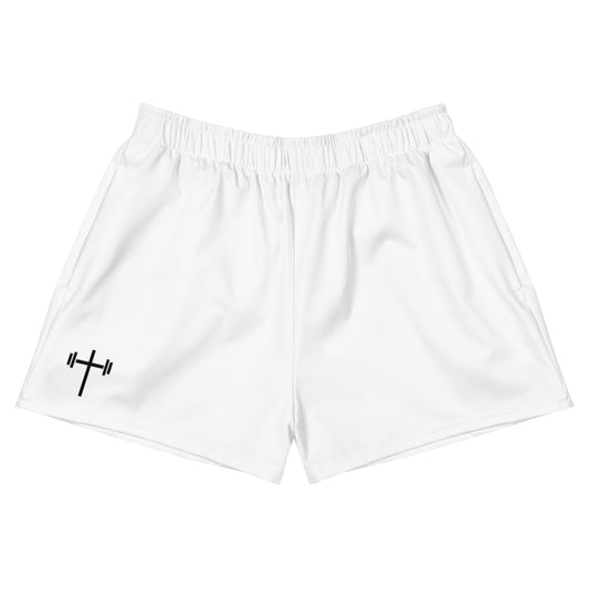 Cross & Barbell Women’s Athletic Shorts (White)