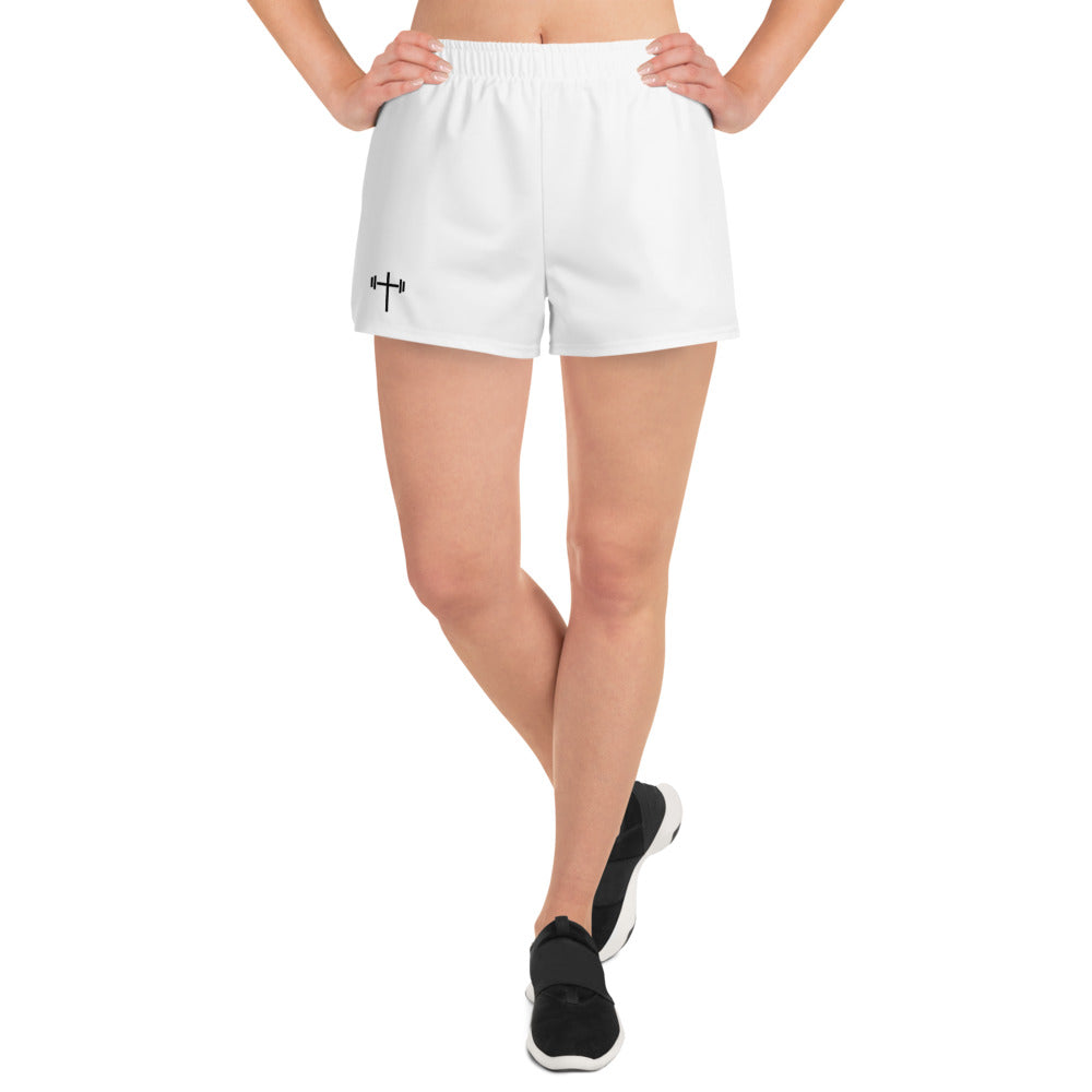 Cross & Barbell Women’s Athletic Shorts (White)