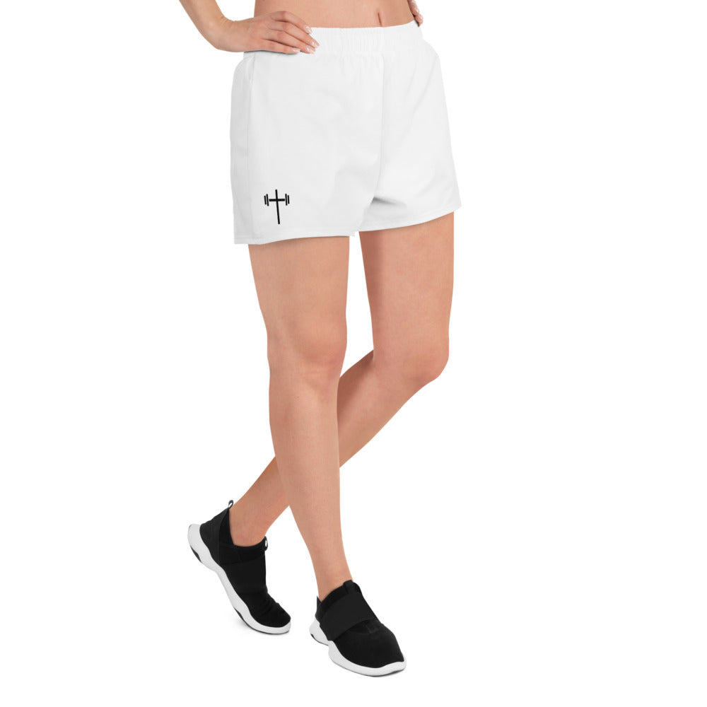 Cross & Barbell Women’s Athletic Shorts (White)