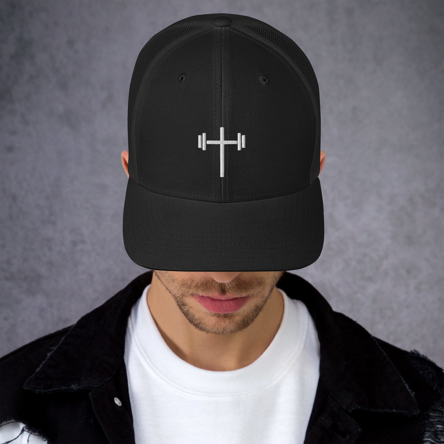 Cross & Barbell Hat (White Design)