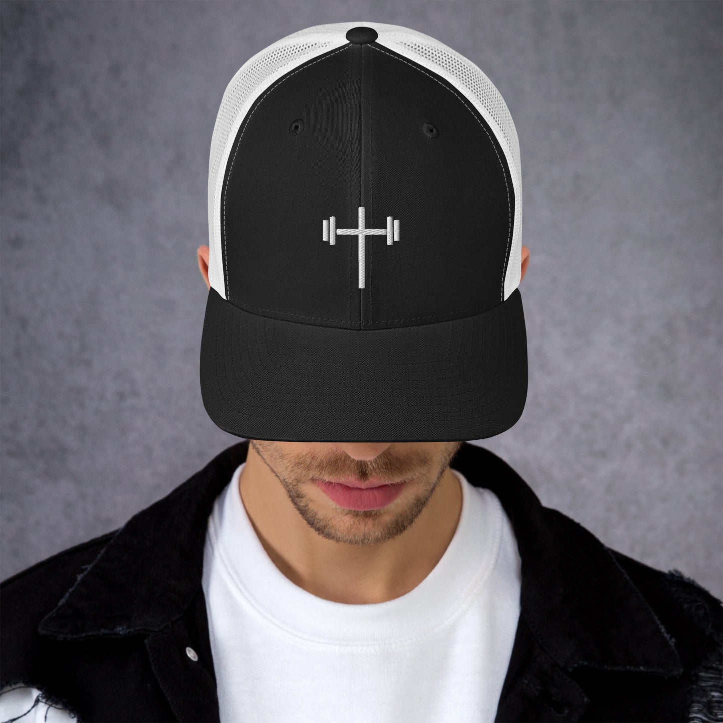 Cross & Barbell Hat (White Design)