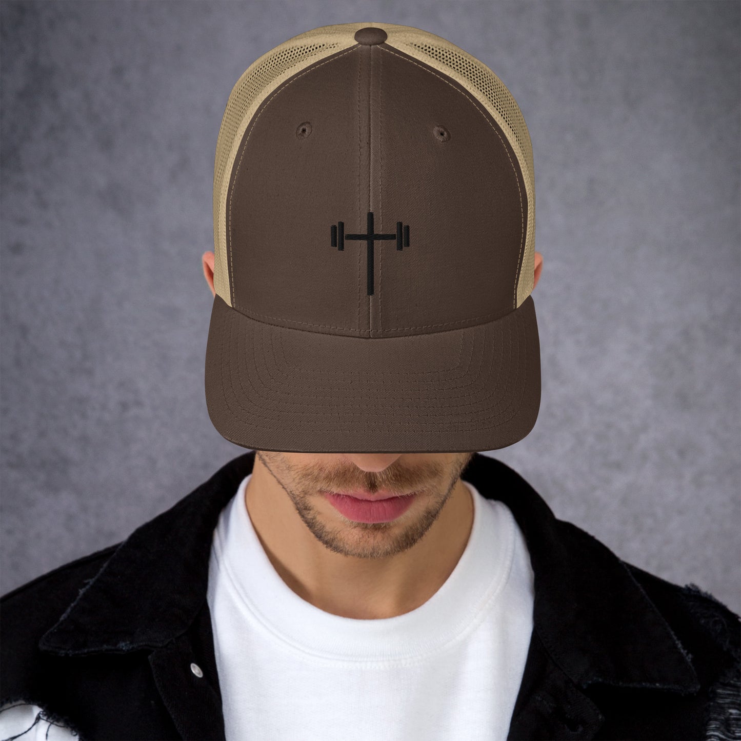 Cross & Barbell Hat (Black Design)