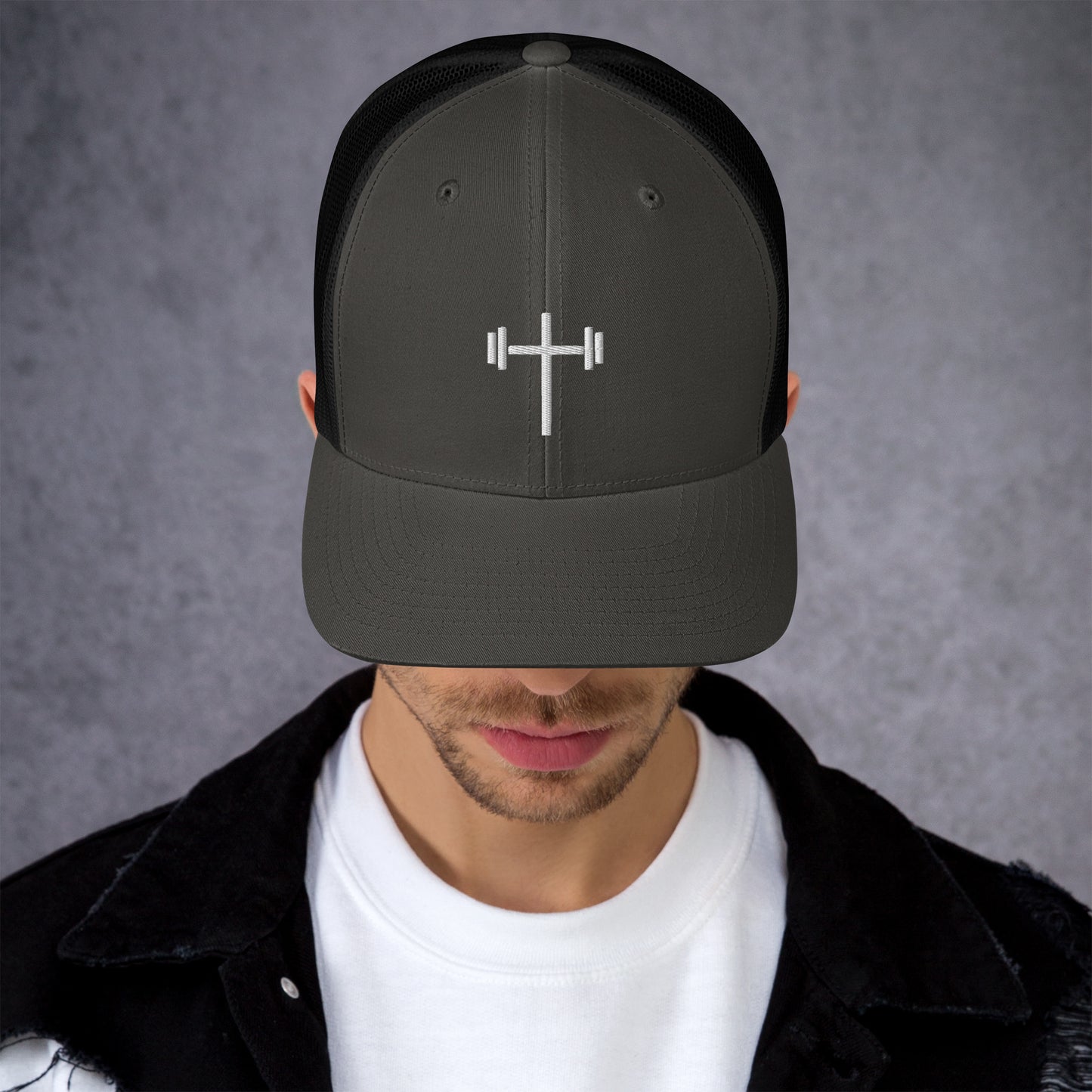 Cross & Barbell Hat (White Design)