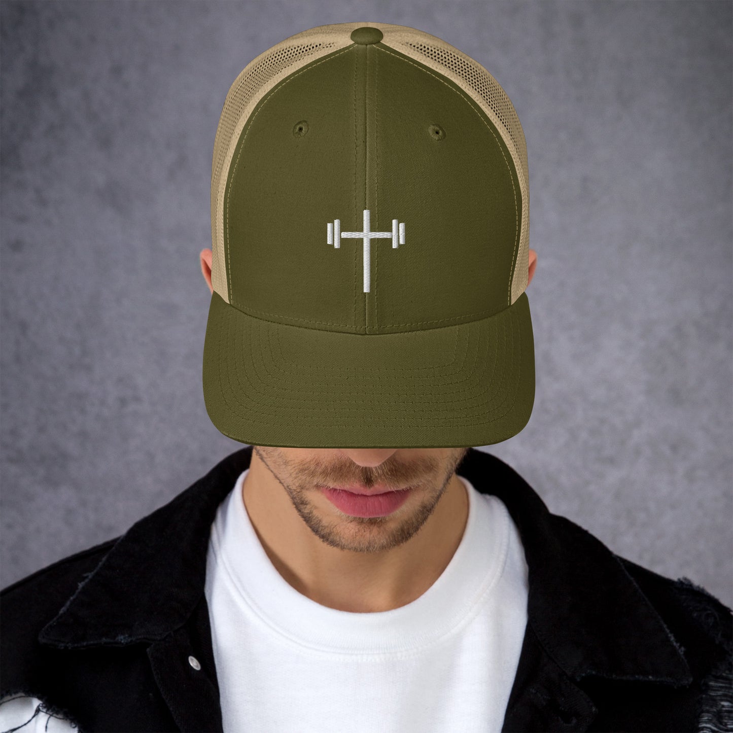 Cross & Barbell Hat (White Design)