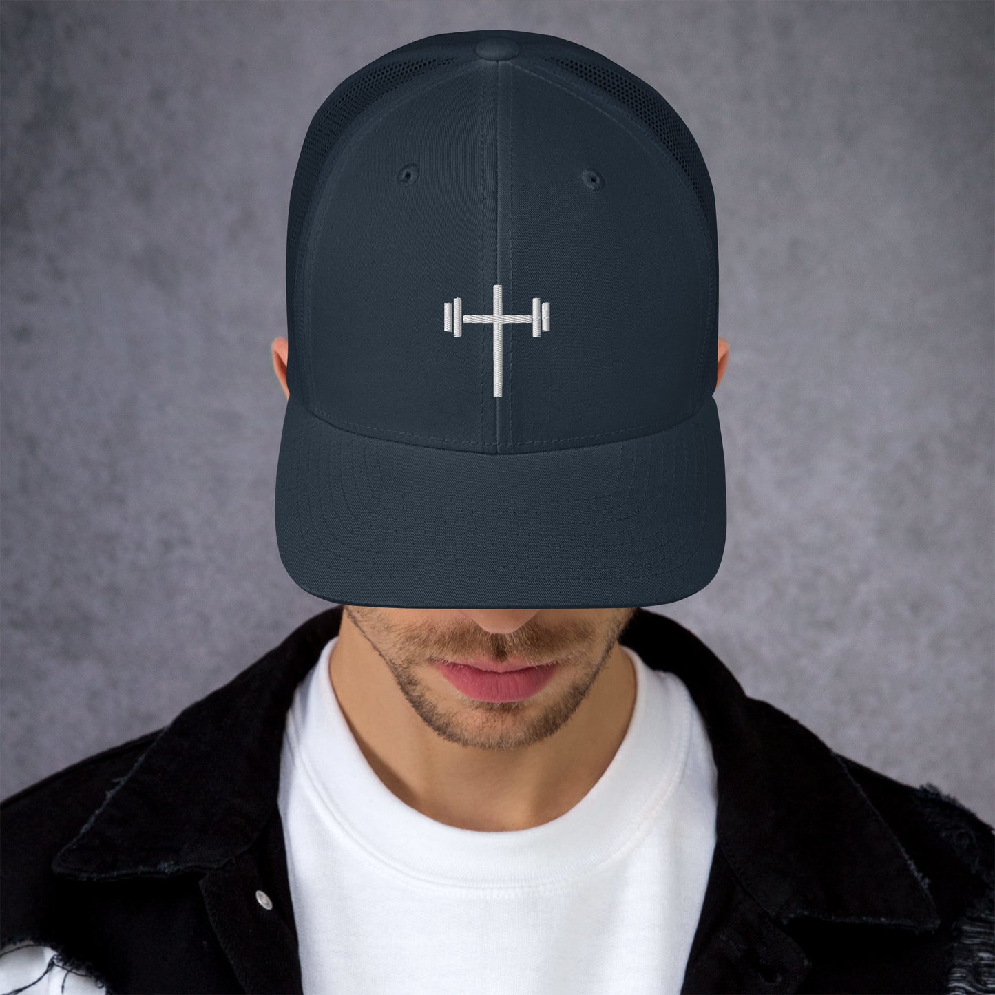 Cross & Barbell Hat (White Design)