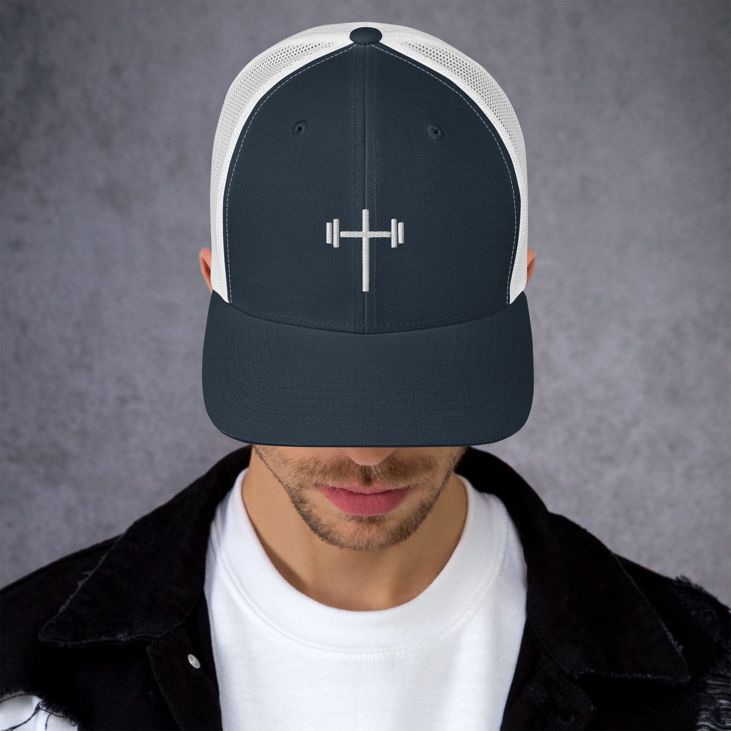 Cross & Barbell Hat (White Design)