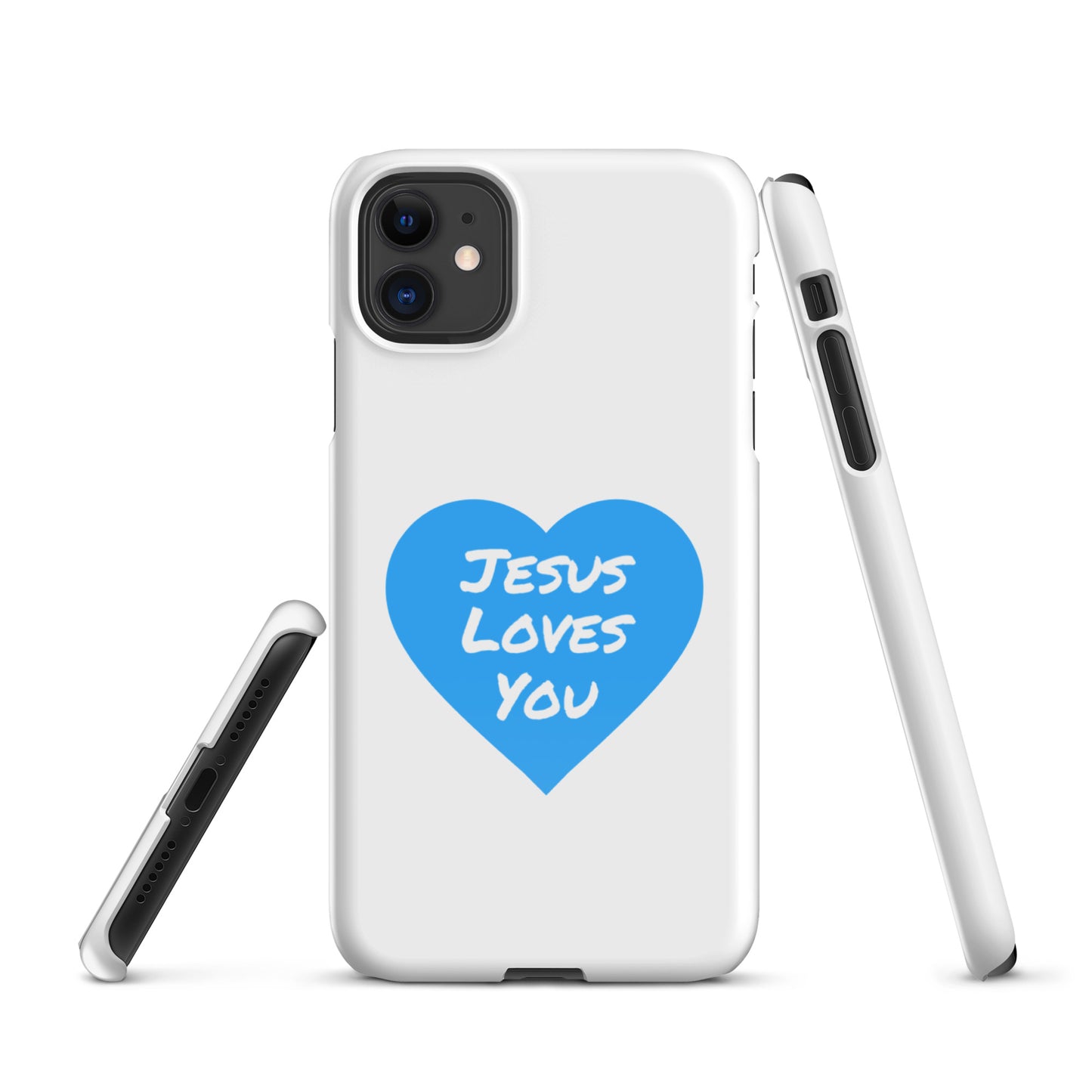 Jesus Loves You Snap iPhone®  11 - 15 Case (Blue Heart)