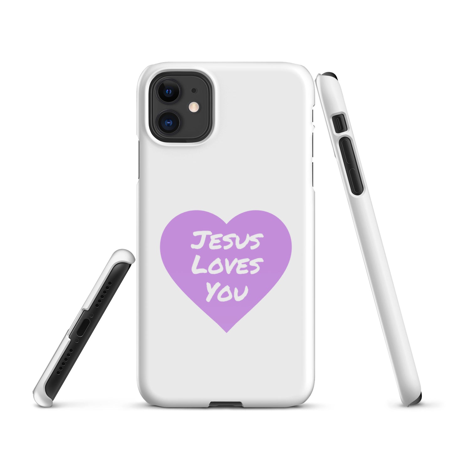 Jesus Loves You Snap iPhone® 11 -15 Case (Purple Heart)