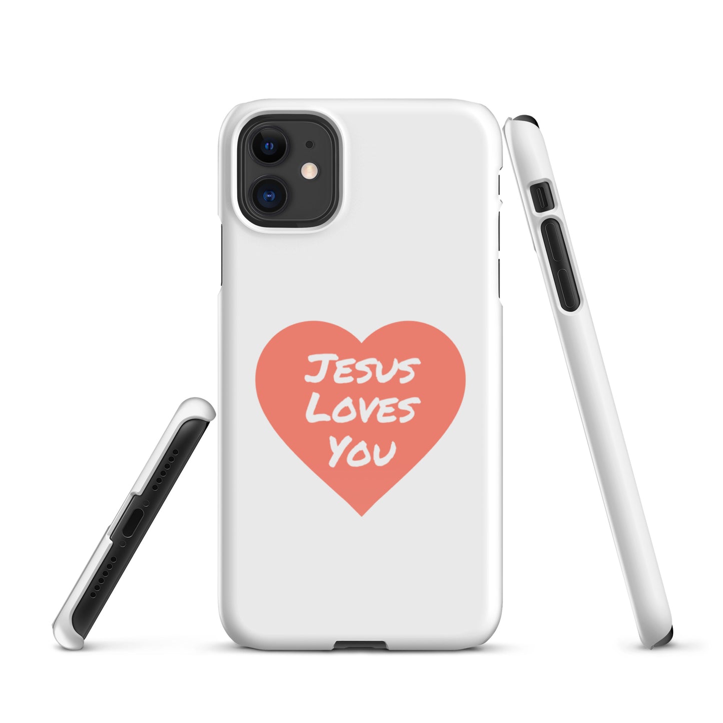 Jesus Loves You Snap iPhone® 11 - 15 Case (Coral Heart)