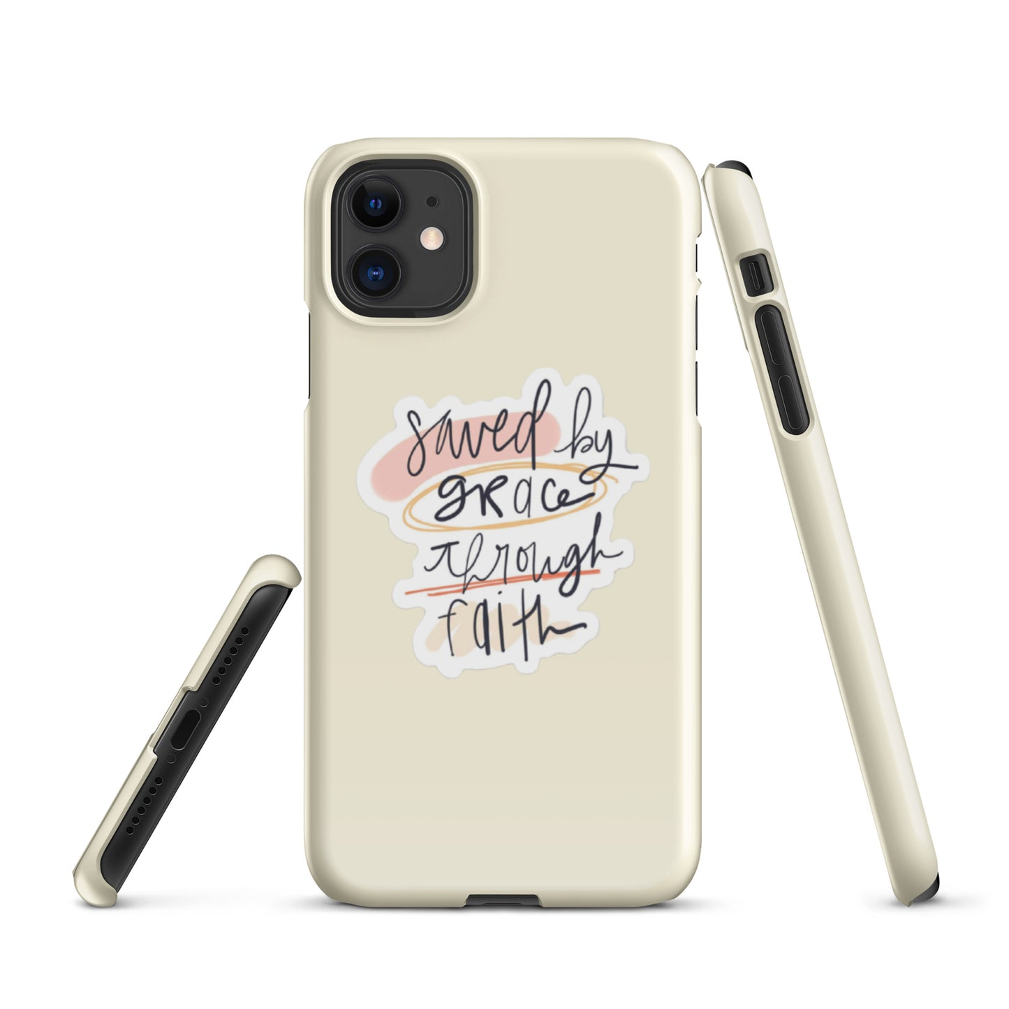 Saved By Grace Snap iPhone® 11 - 15 Case (Apricot White)