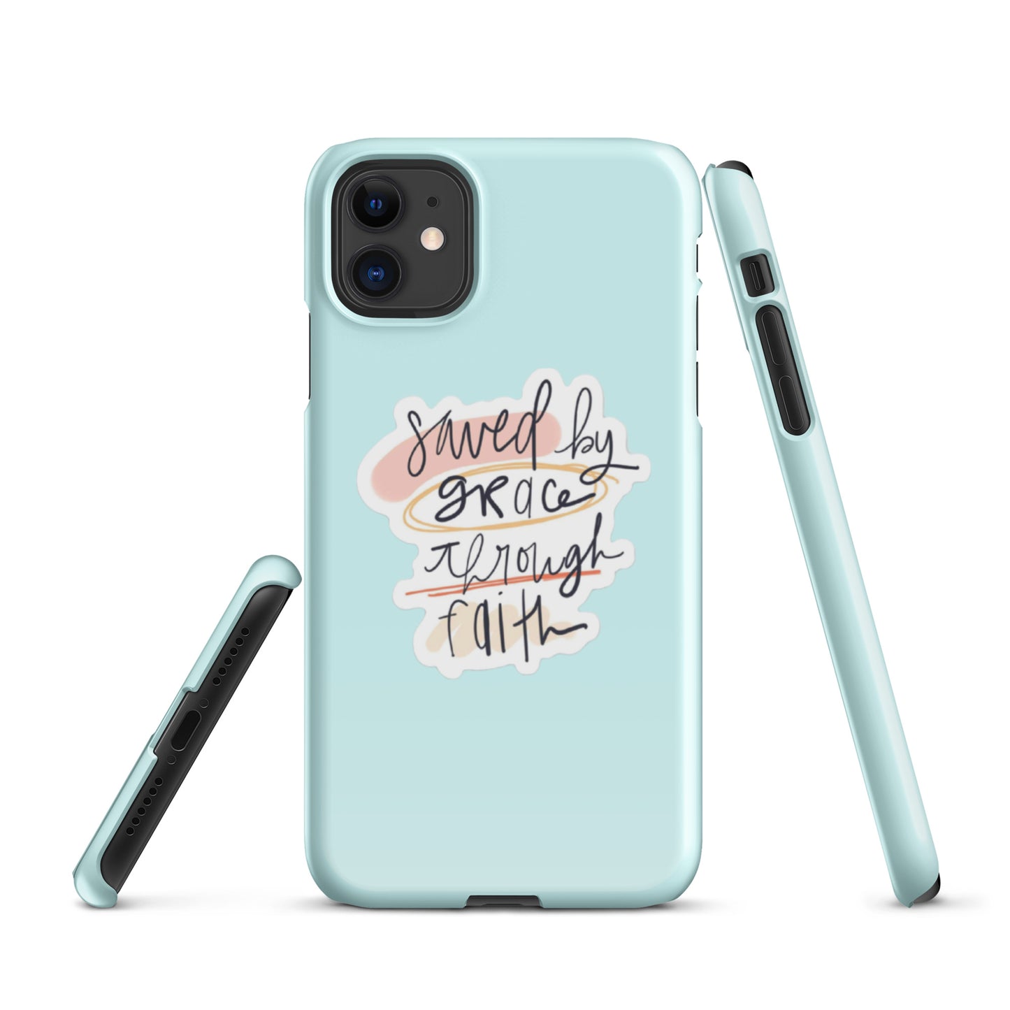 Saved By Grace Snap iPhone® 11 - 15 Case (Light Cyan)