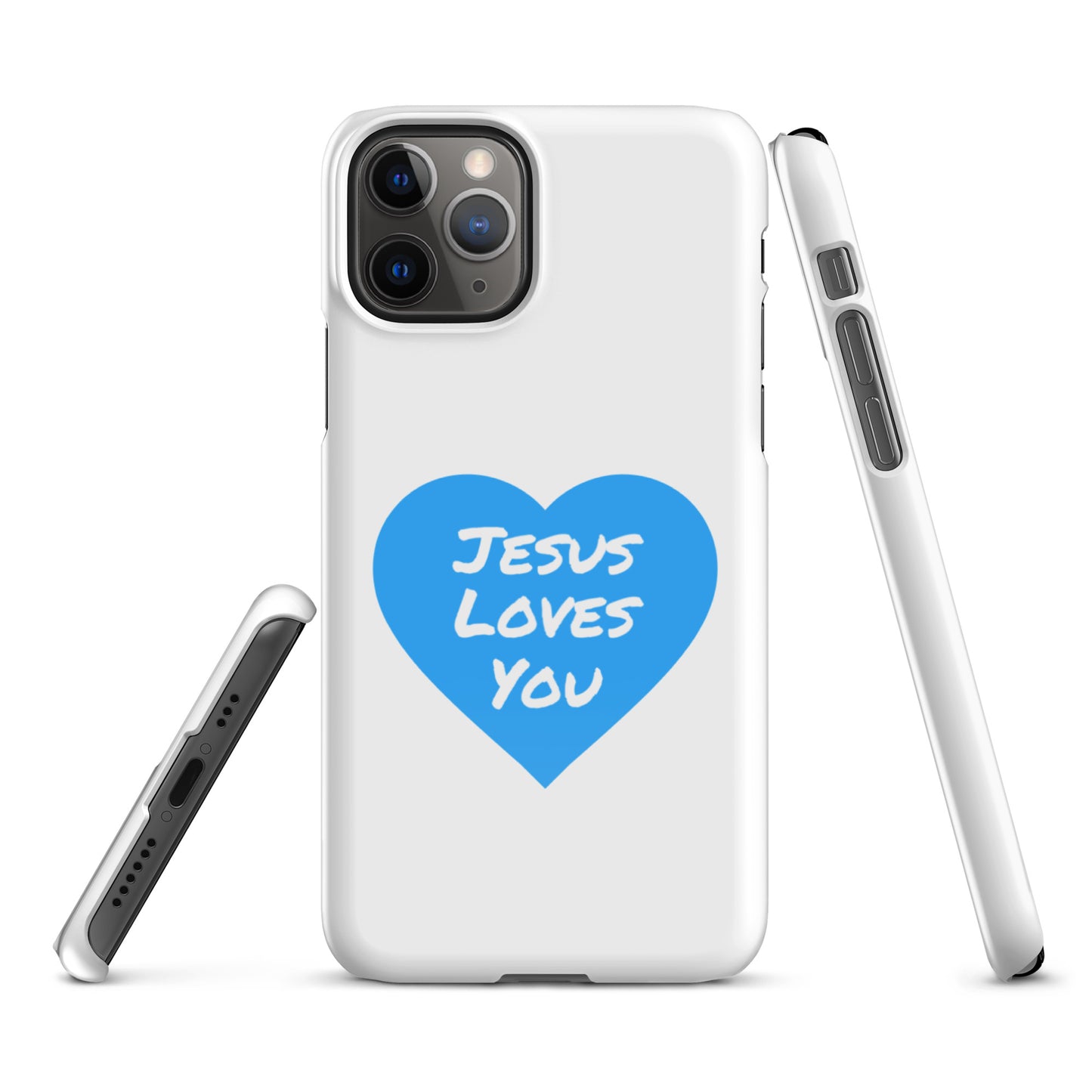 Jesus Loves You Snap iPhone®  11 - 15 Case (Blue Heart)