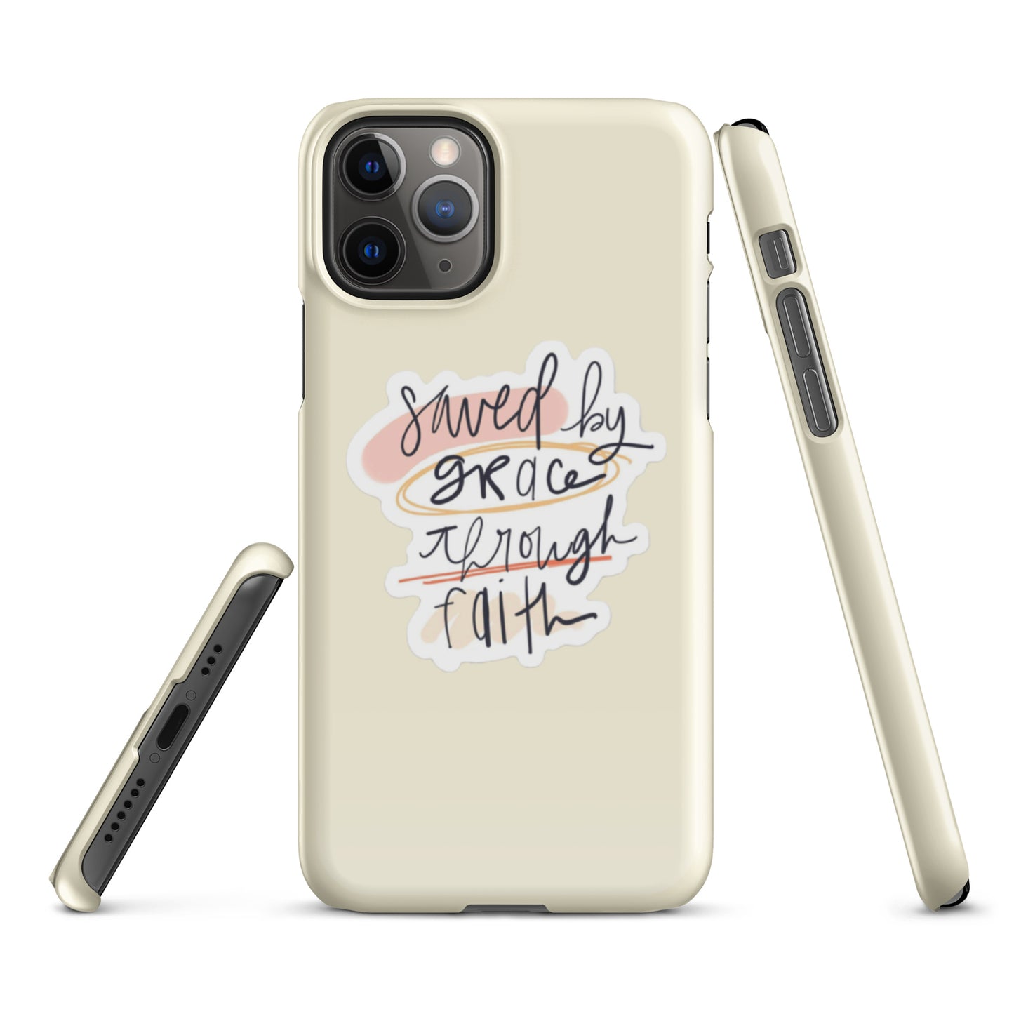 Saved By Grace Snap iPhone® 11 - 15 Case (Apricot White)