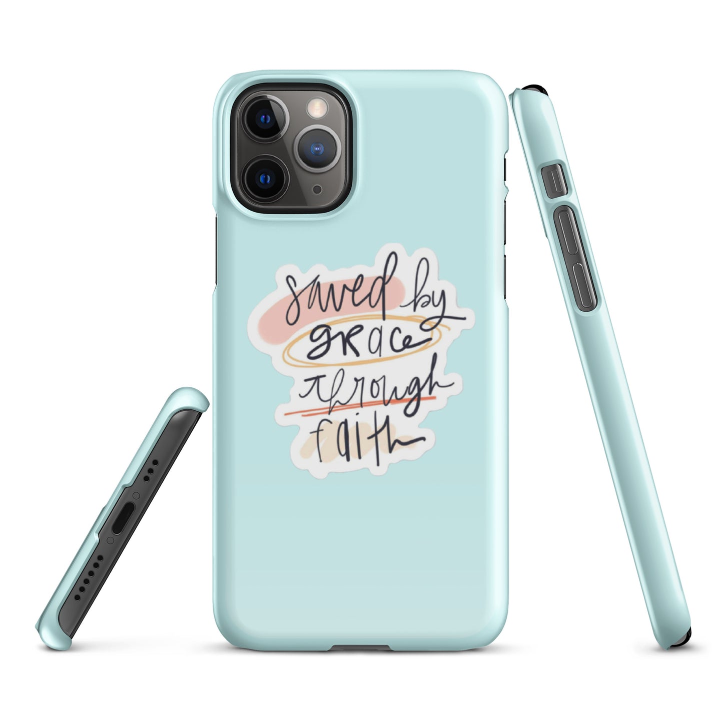 Saved By Grace Snap iPhone® 11 - 15 Case (Light Cyan)