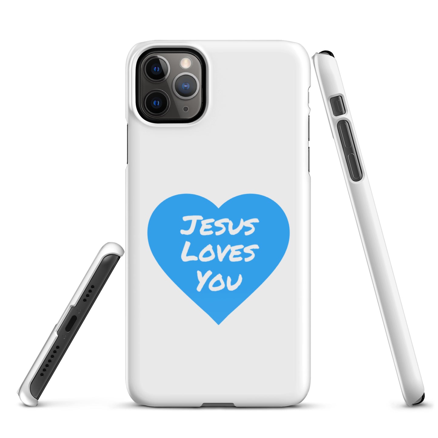 Jesus Loves You Snap iPhone®  11 - 15 Case (Blue Heart)