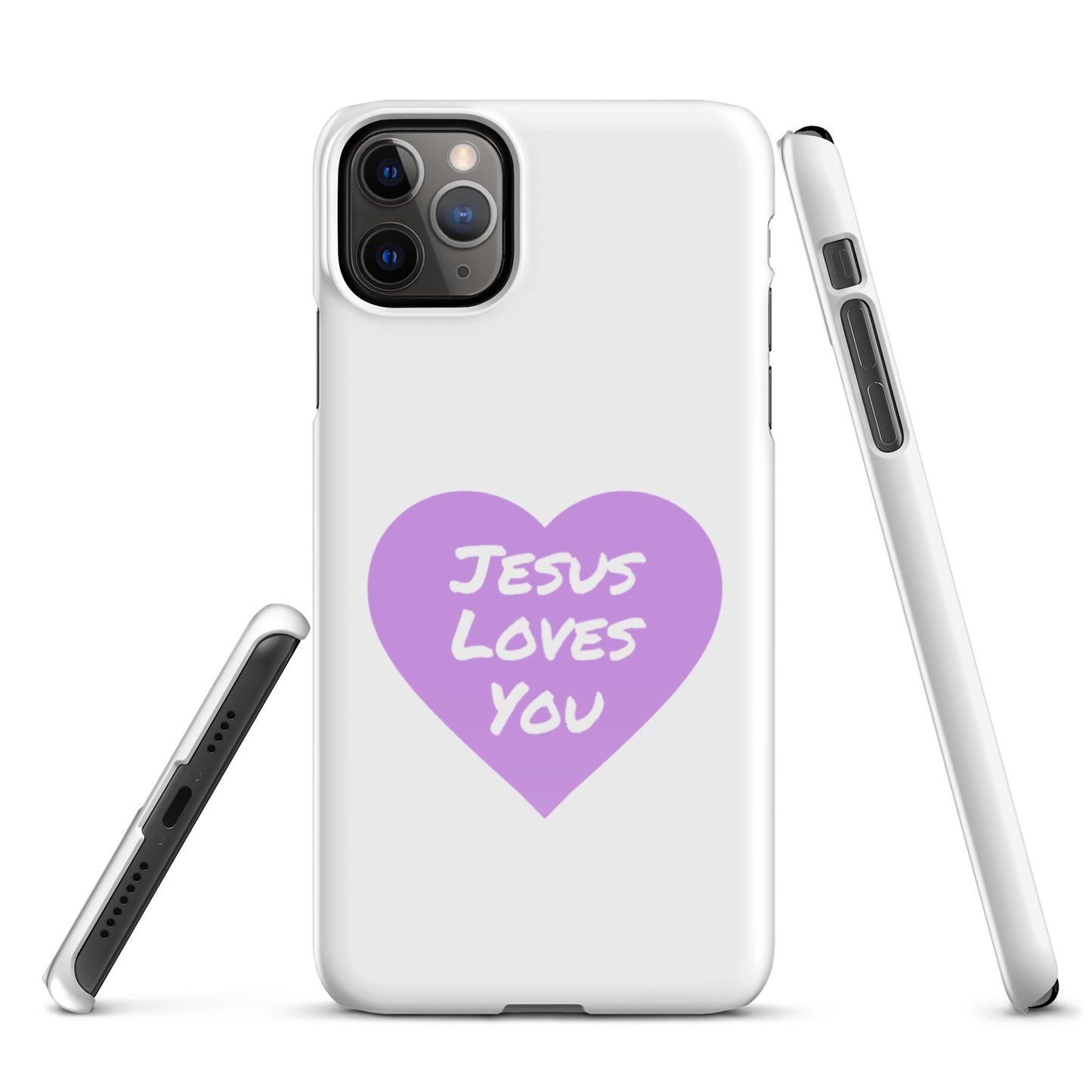 Jesus Loves You Snap iPhone® 11 -15 Case (Purple Heart)