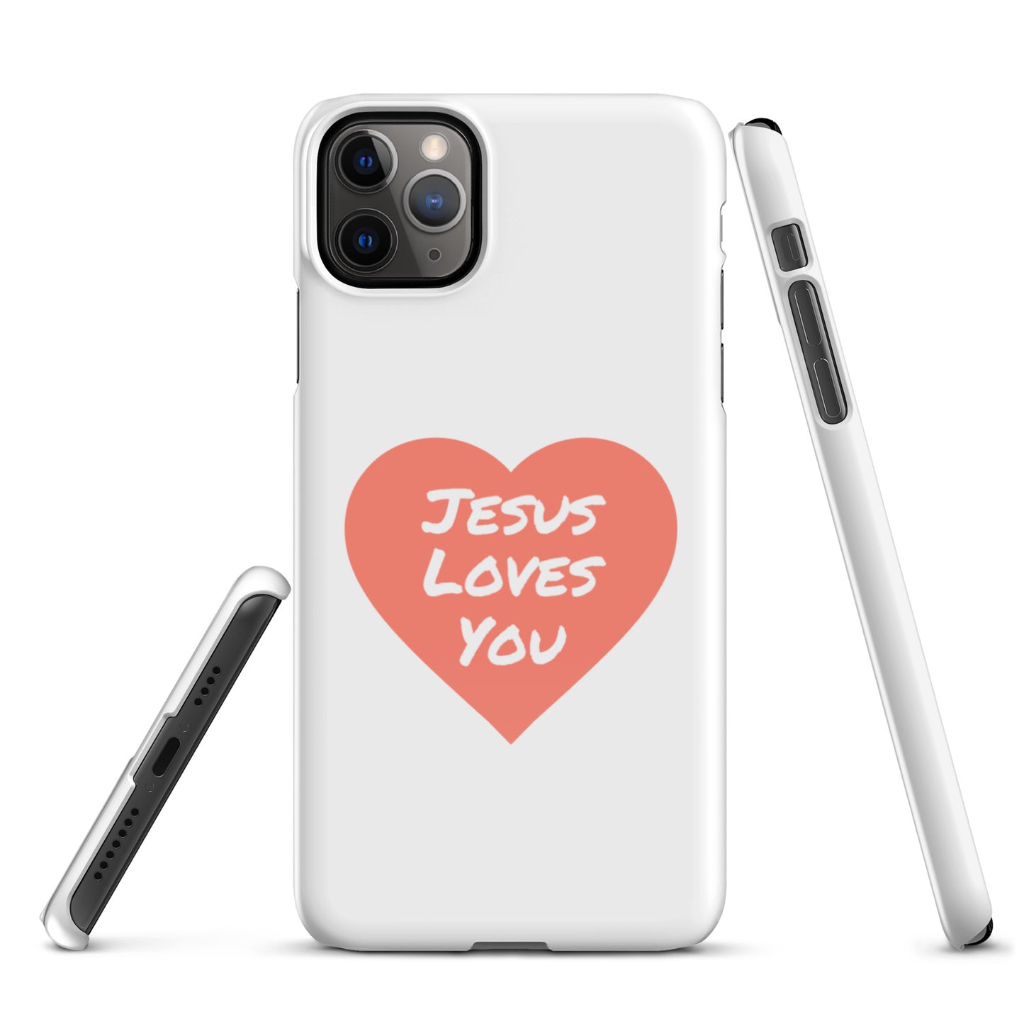 Jesus Loves You Snap iPhone® 11 - 15 Case (Coral Heart)