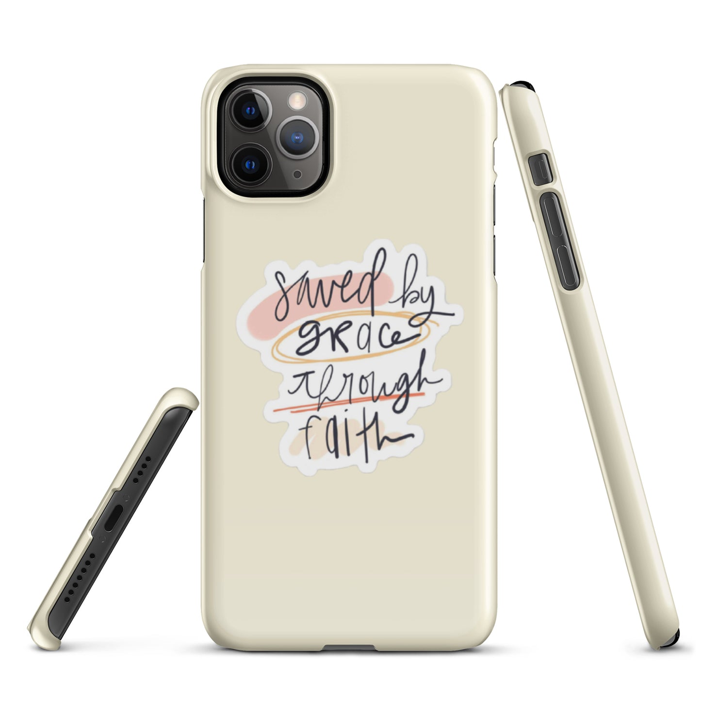 Saved By Grace Snap iPhone® 11 - 15 Case (Apricot White)