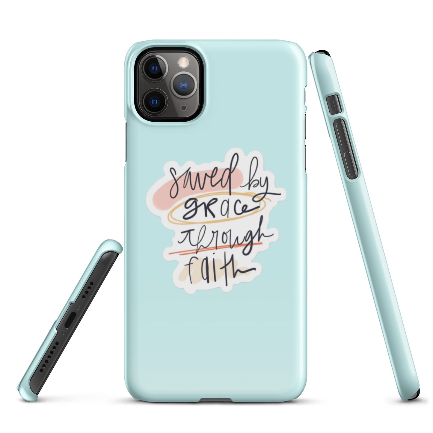 Saved By Grace Snap iPhone® 11 - 15 Case (Light Cyan)