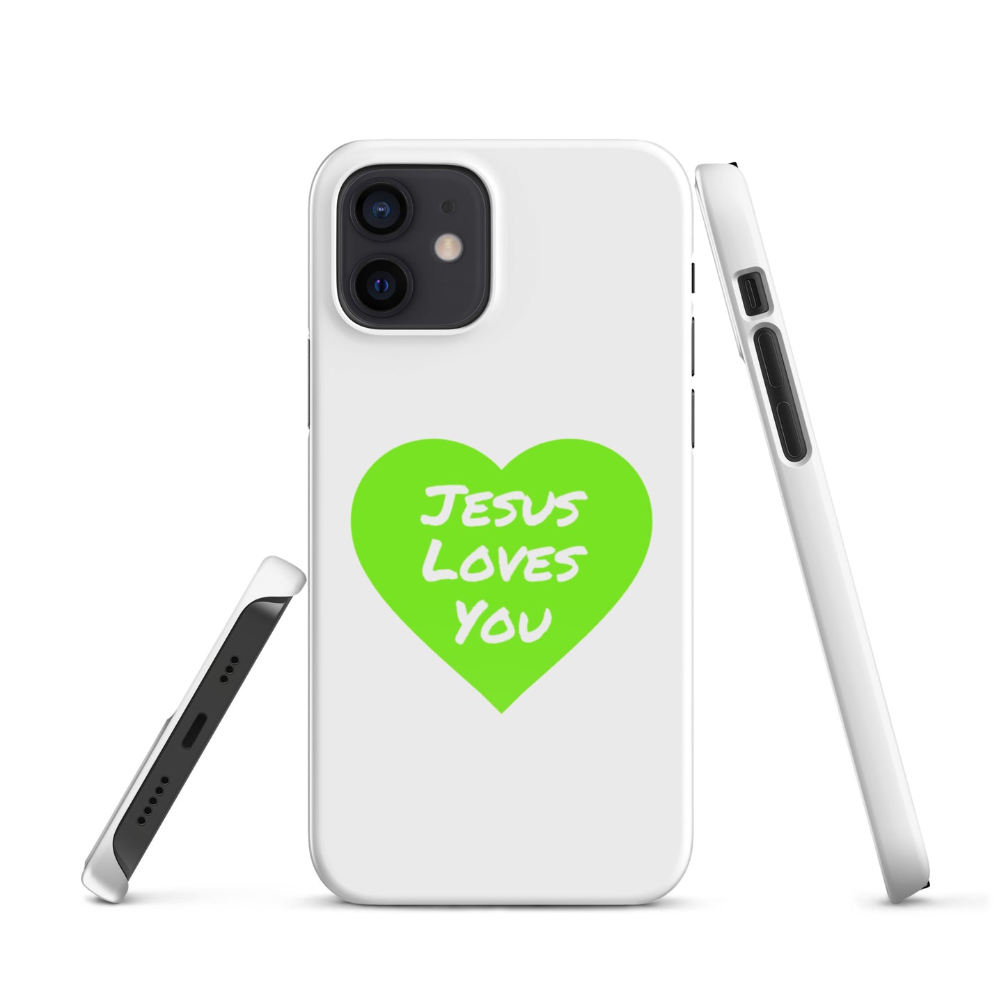 Jesus Loves You Snap iPhone® 11 - 15 Case (Green Heart)