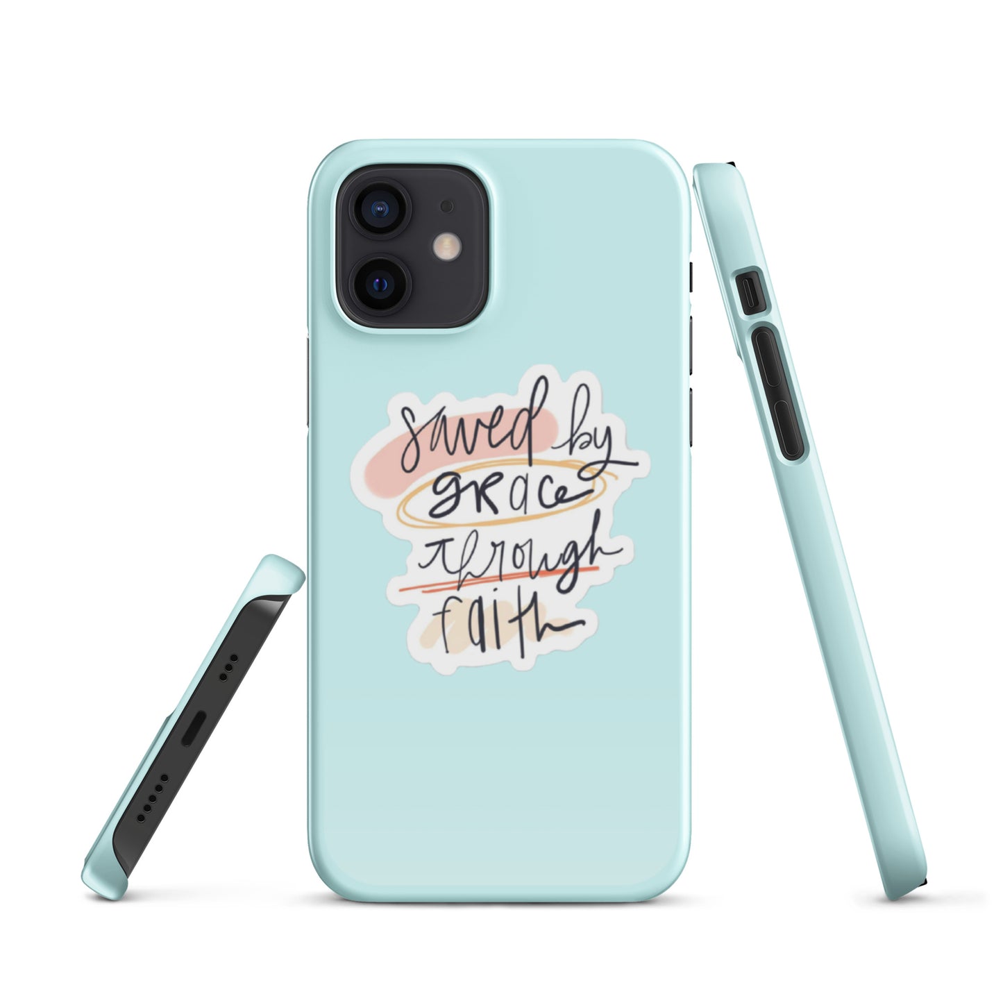 Saved By Grace Snap iPhone® 11 - 15 Case (Light Cyan)