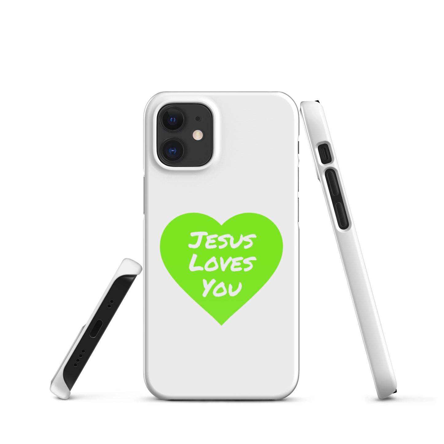 Jesus Loves You Snap iPhone® 11 - 15 Case (Green Heart)