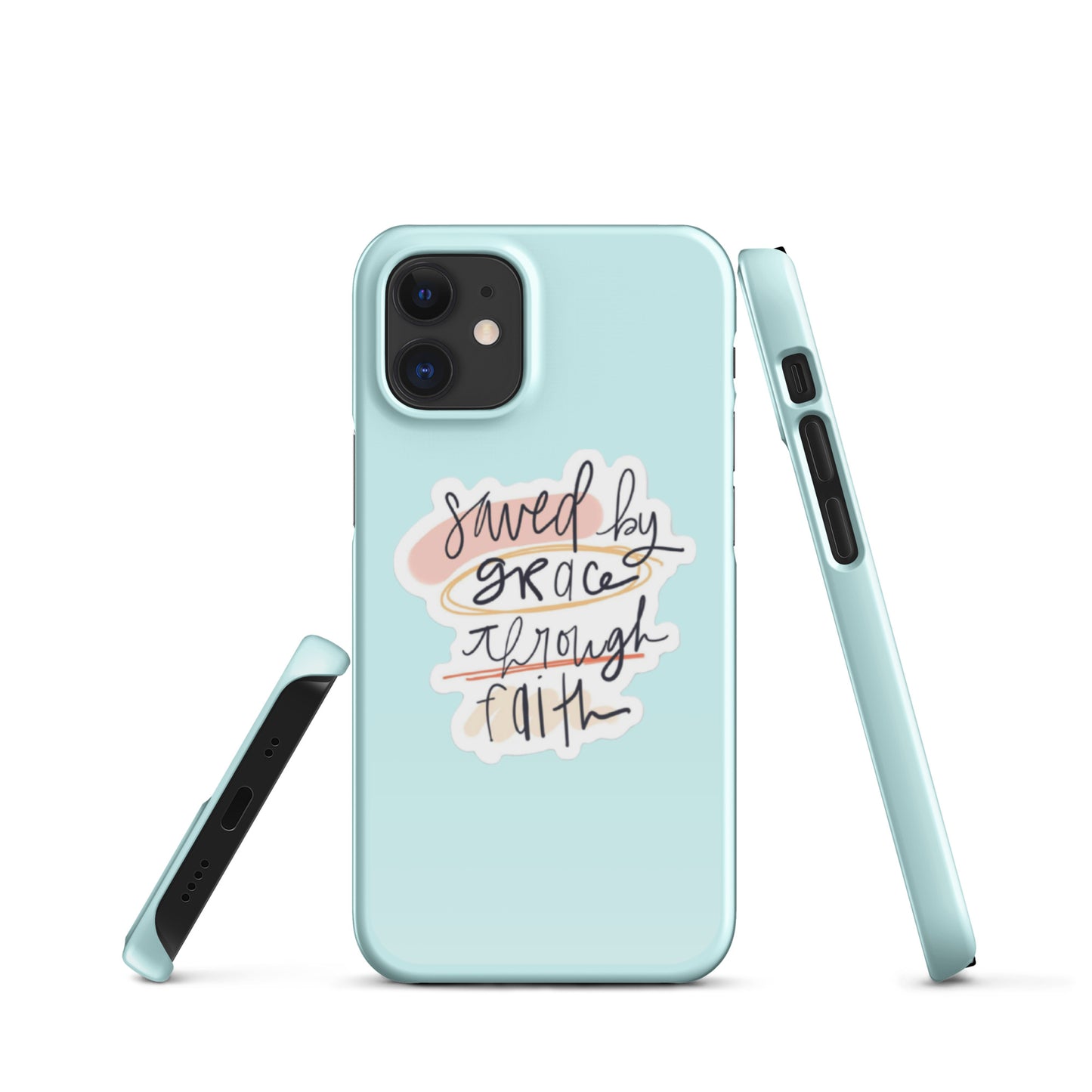 Saved By Grace Snap iPhone® 11 - 15 Case (Light Cyan)