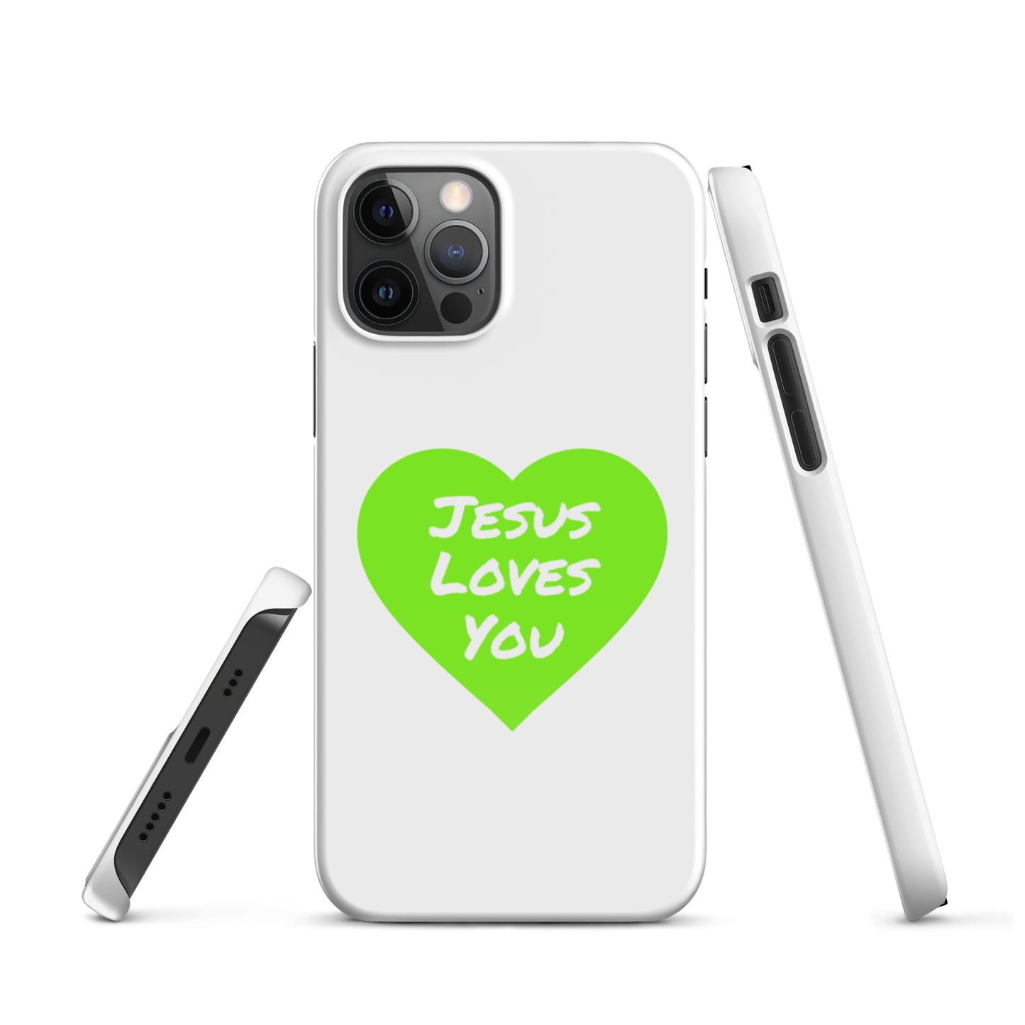 Jesus Loves You Snap iPhone® 11 - 15 Case (Green Heart)