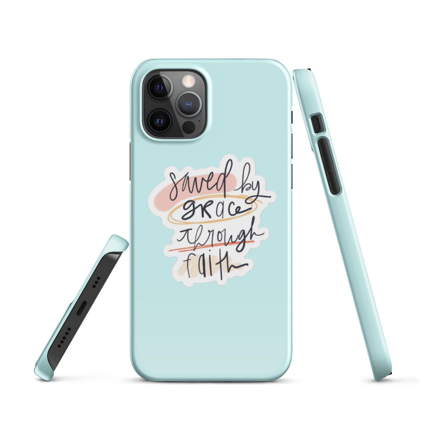 Saved By Grace Snap iPhone® 11 - 15 Case (Light Cyan)