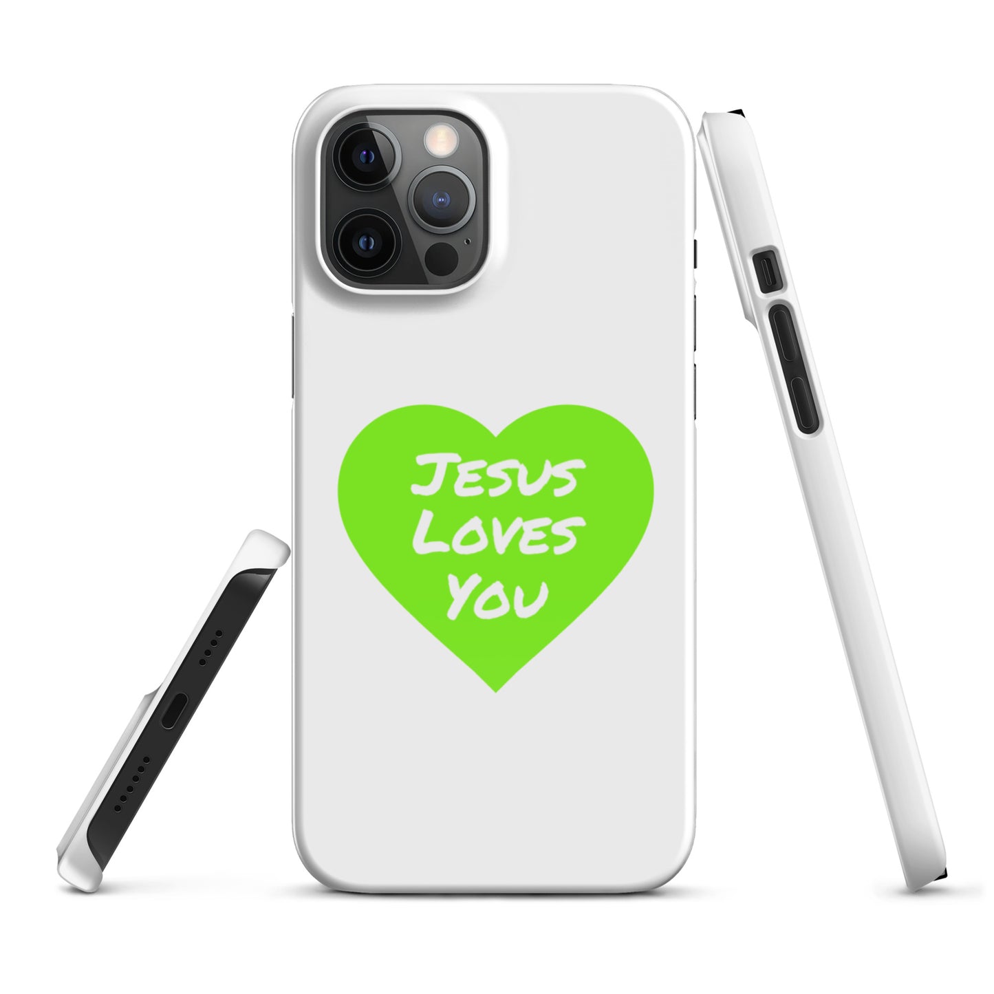 Jesus Loves You Snap iPhone® 11 - 15 Case (Green Heart)