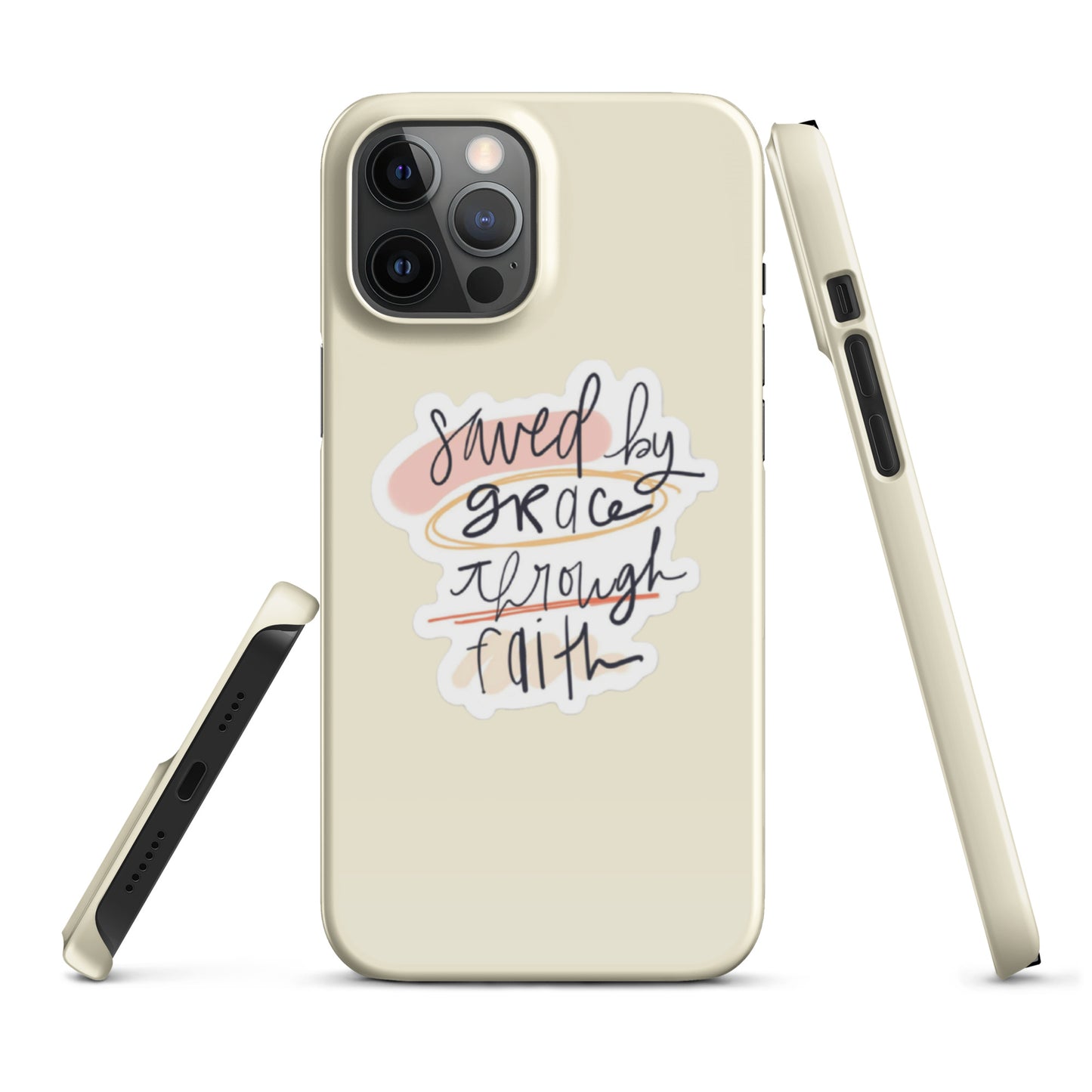 Saved By Grace Snap iPhone® 11 - 15 Case (Apricot White)