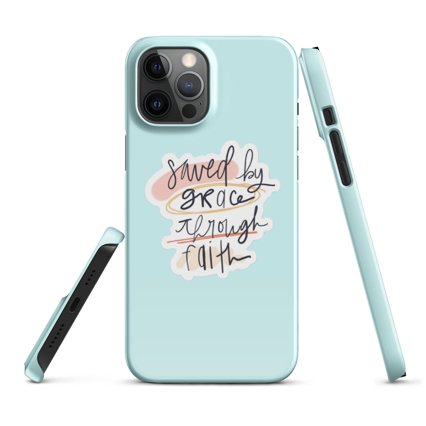 Saved By Grace Snap iPhone® 11 - 15 Case (Light Cyan)