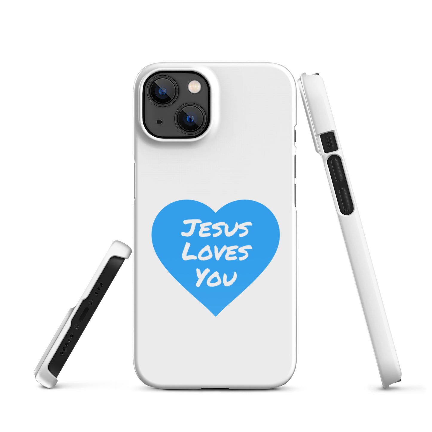 Jesus Loves You Snap iPhone®  11 - 15 Case (Blue Heart)