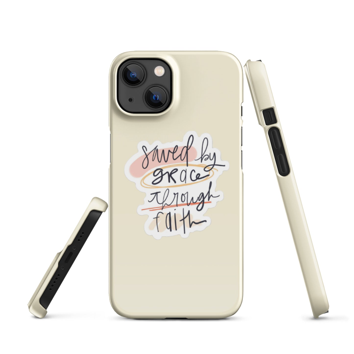 Saved By Grace Snap iPhone® 11 - 15 Case (Apricot White)