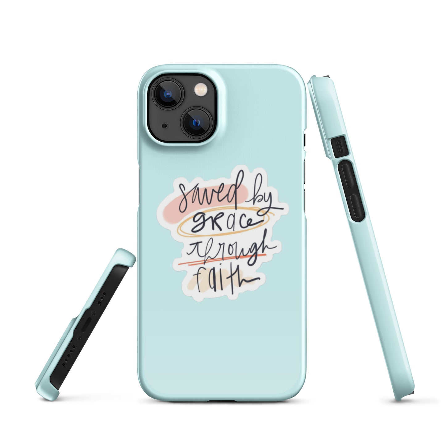 Saved By Grace Snap iPhone® 11 - 15 Case (Light Cyan)