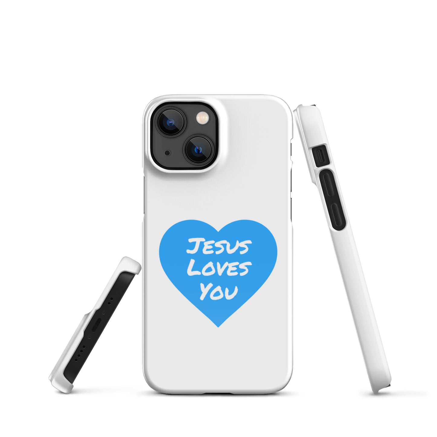 Jesus Loves You Snap iPhone®  11 - 15 Case (Blue Heart)