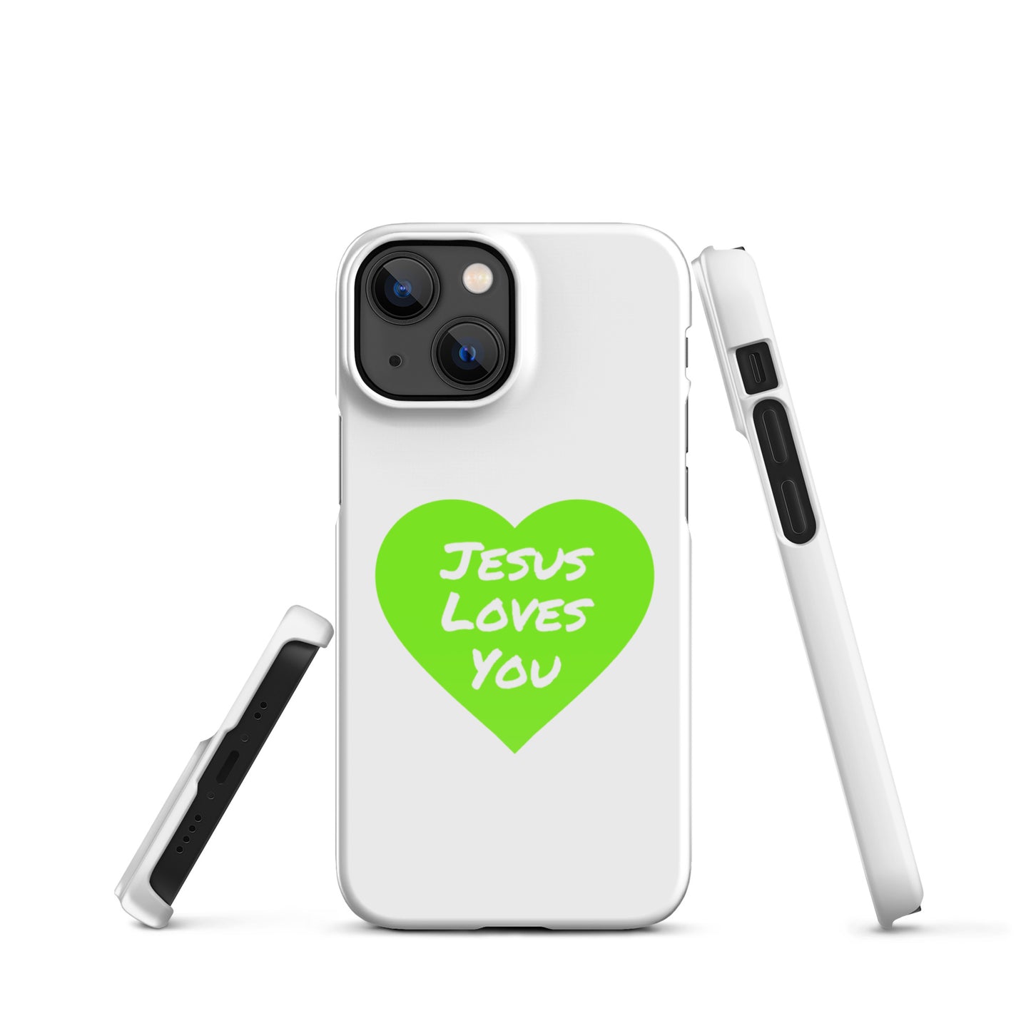 Jesus Loves You Snap iPhone® 11 - 15 Case (Green Heart)