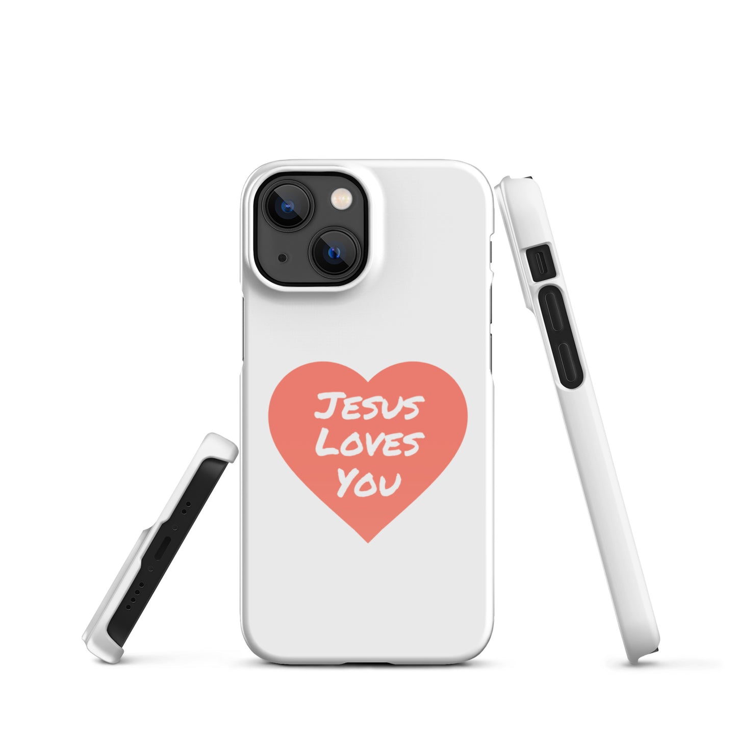 Jesus Loves You Snap iPhone® 11 - 15 Case (Coral Heart)