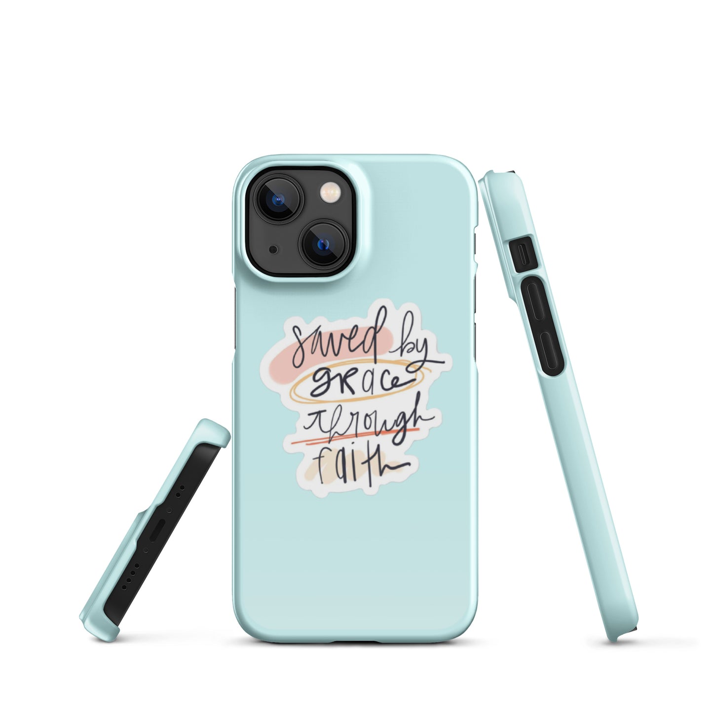 Saved By Grace Snap iPhone® 11 - 15 Case (Light Cyan)