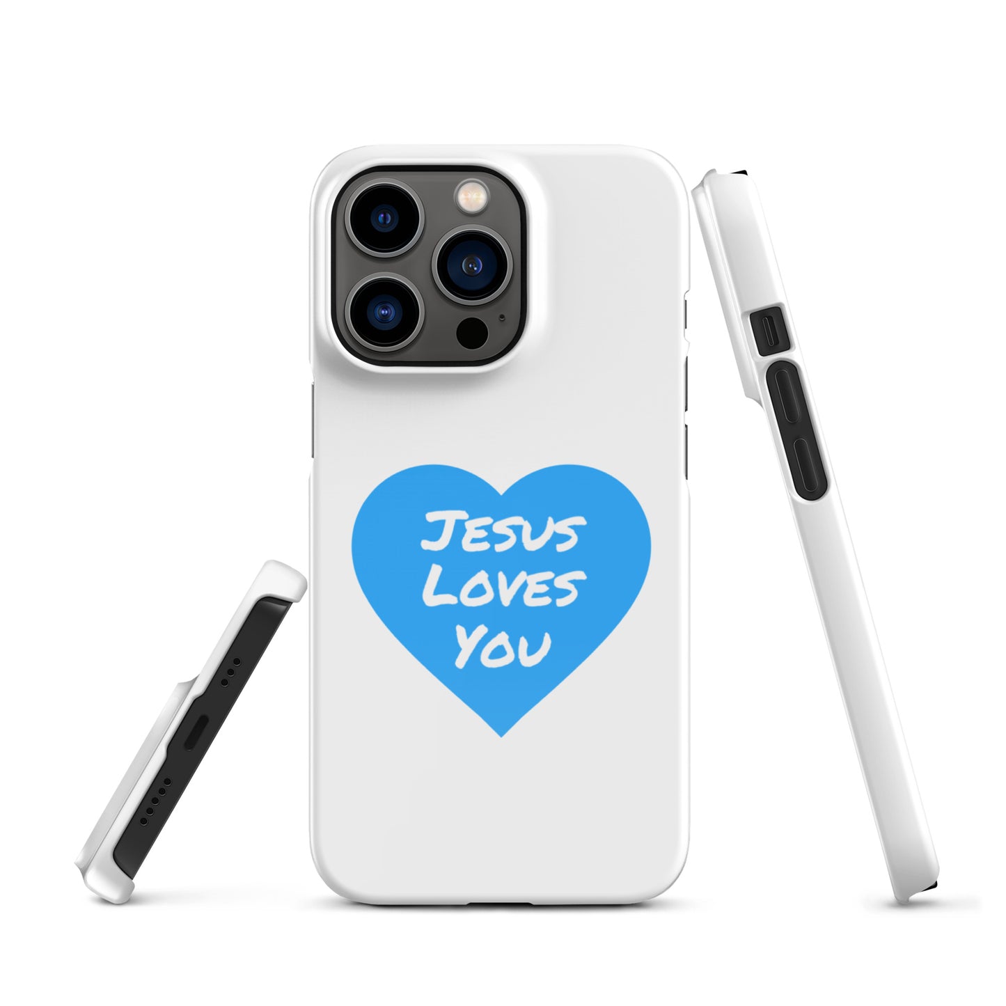 Jesus Loves You Snap iPhone®  11 - 15 Case (Blue Heart)