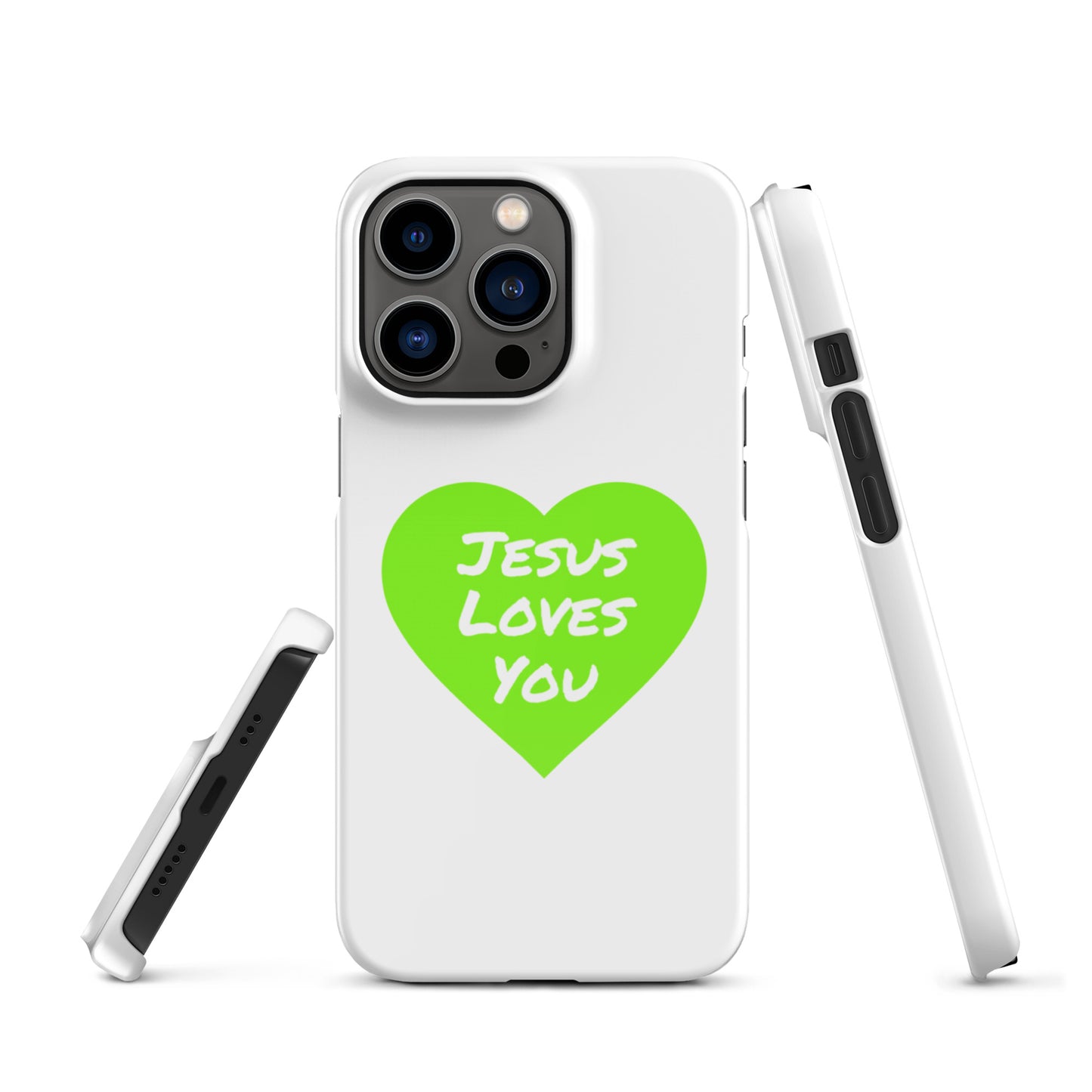 Jesus Loves You Snap iPhone® 11 - 15 Case (Green Heart)