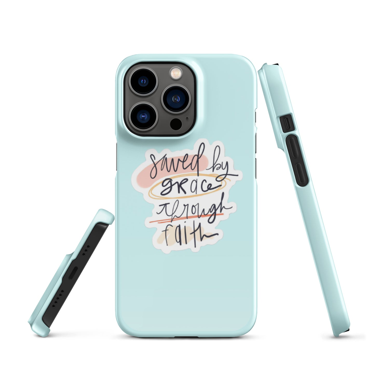 Saved By Grace Snap iPhone® 11 - 15 Case (Light Cyan)