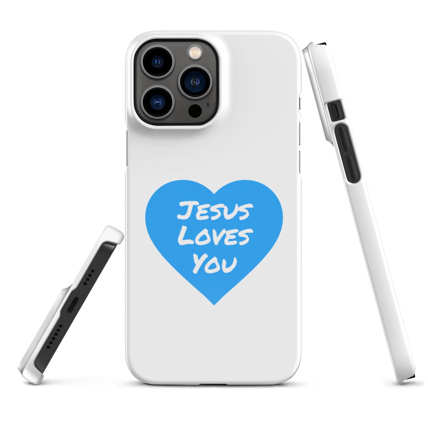 Jesus Loves You Snap iPhone®  11 - 15 Case (Blue Heart)