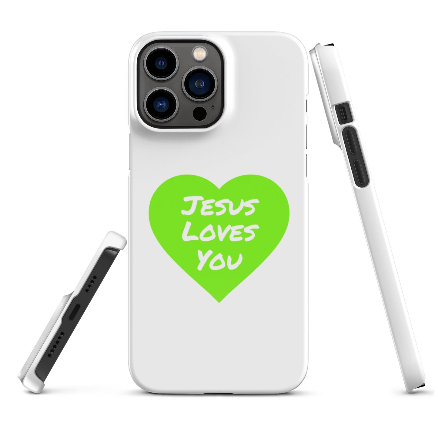 Jesus Loves You Snap iPhone® 11 - 15 Case (Green Heart)