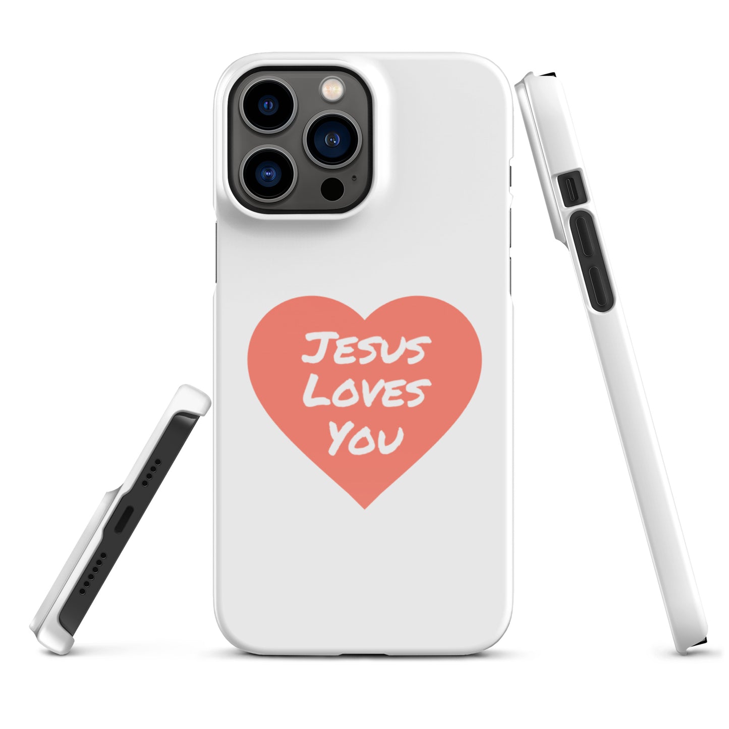 Jesus Loves You Snap iPhone® 11 - 15 Case (Coral Heart)