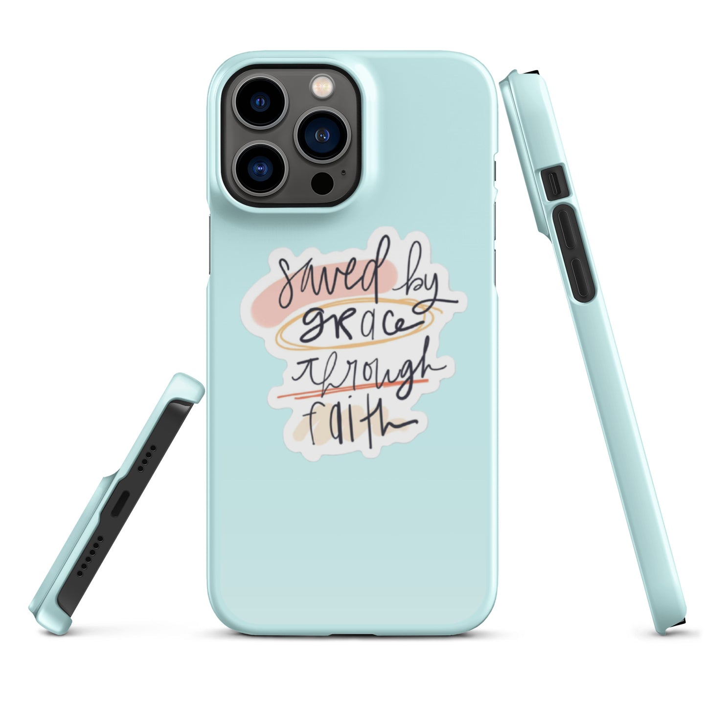 Saved By Grace Snap iPhone® 11 - 15 Case (Light Cyan)