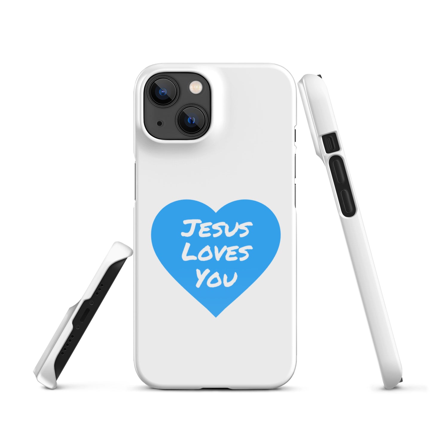 Jesus Loves You Snap iPhone®  11 - 15 Case (Blue Heart)